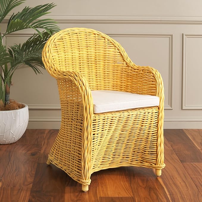 SAFAVIEH Home Collection Callista Yellow Wicker Club Chair
