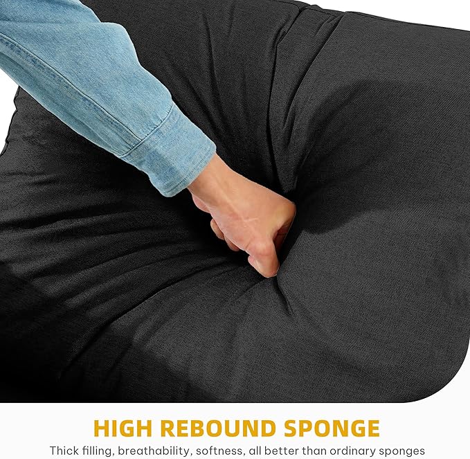 YITAHOME Convertible Sofa Chair Bed 3-in-1 Sleeper Sofa with Pull-Out Bed Linen Fabric Single Sleeper Chair with Reclining Backrest and Wide Armrest Modern Lounge Sofa for Small Space Black