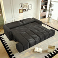 90.2 Futon Sofa Bed King 3-in-1 Teddy Convertible L-Shaped Sofa Upholstered Loveseat Couches Pull Out Couch Bed Small Spaces Deep Seat Storage for Living Room Apartment Black