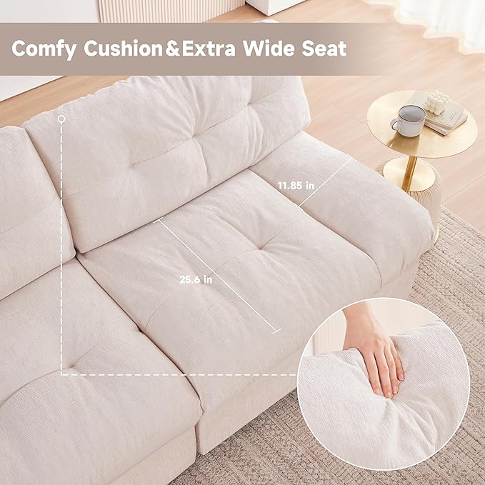 80 Chenille Cloud Deep Seat Overstuffed Couches for Living Room Cozy Comfy Cloud Sofa with Solid Wood Frame Modern Loveseat Sofa Couch for Small Spaces Pillow-Designed Armrest Couch Beige