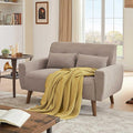 Small Loveseat Sofa 48 Mid Century Love Seat Couch Modern 2 Seat Tufted Couches with Throw Pillows for Living Room Apartment Bedroom Beige