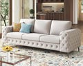 VanAcc Modern Sofa 92 inch 3 Seater Sofa with Stylish Thick Armrest Upholstered Button Tufted Couch for Living Room Apartment Linen Beige Oversized Couch