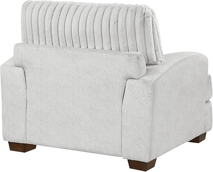Lexicon Living Room Chair Modern Accent Chair Textured Microfiber Upholstered Armchair with Corduroy Fabric Back Pillow for Bedroom/Office/Waiting Room Light Gray