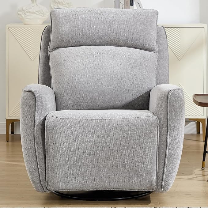 INZOY Nursing Rocking Chair Recliner Swivel Rocker Recliner Swivel Glider Rocking Recliners with Soft Backrest Chenille Fabric Manual Reclining Sofa for Living Room Bedroom Apartment Grey