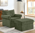 35.82 Accent Chair with Ottoman Set Upholstered Living Room Chairs for Reading Chair with Chaise Lounge Chairs Indoor Comfortable Armchair for Bedroom (Green 35.82)