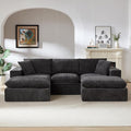 KEIKI 108 U-Shaped Oversized Chenille Modular Sectional Sofa with 2 Ottoman &amp High-Density Foam Cushion &amp Pillows Upholstered Modern Cloud 3-Seater Couch Easy Assembly for Living Room Dar