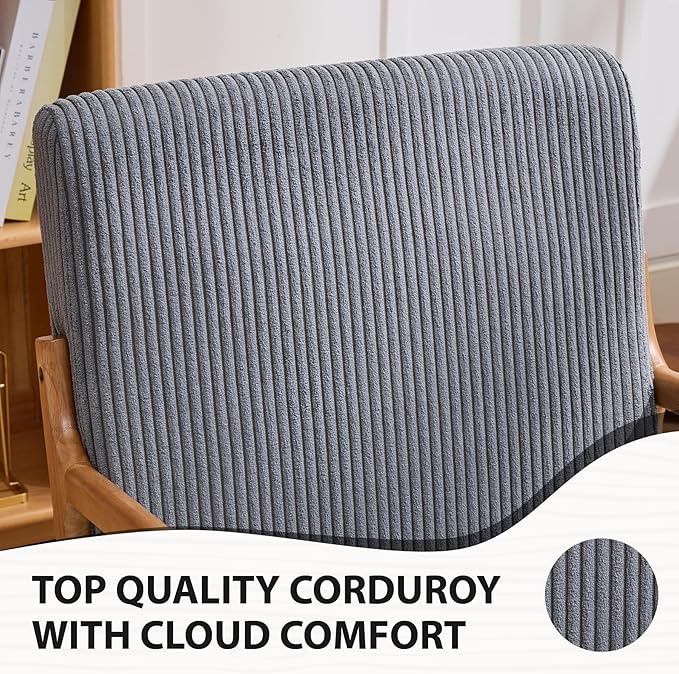 Mid-Century Modern Accent Chair Arm Chair Living Room Chairs with Pillow Upholstered Reading Chair with Solid Wood Frame &amp Corduroy Fabrics for Living Room Bedroom Balcony (Corduroy Dark Grey)