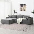 L-Shaped Corner Corduroy Sectional Sofa 4 Seat Modular Boneless Sofa Foam Cloud Couch with Movable Ottoman and Toss PillowsModern Deep Seat Convertible Chaise Sofa