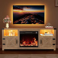 YESHOMY LED Fireplace TV Stand with Mood Lighting TV Cabinet with Open Shelf Farmhouse Media Console with Hidden Cable Routing Entertainment Center for Televisions up to 65+ Inch Natural Oak