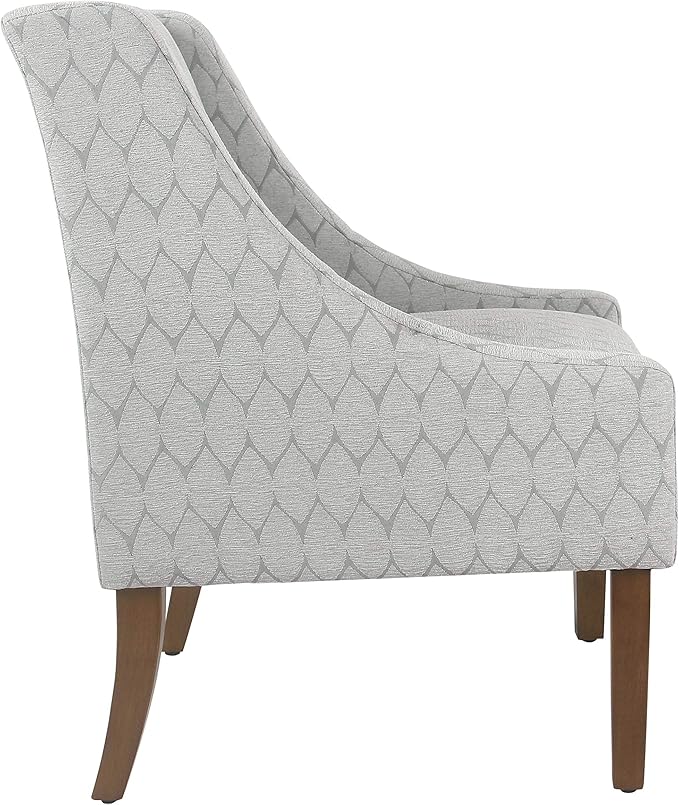 Homepop Home Decor | Upholstered Classic Swoop Arm Accent Chair | Accent Chairs for Living Room &amp Bedroom | Decorative Home Furniture Gray Leaf