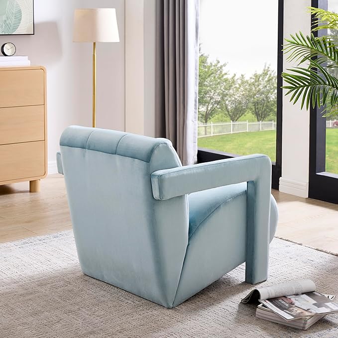 Roundhill Furniture Velmor Contemporary Velvet Accent Armchair Blue