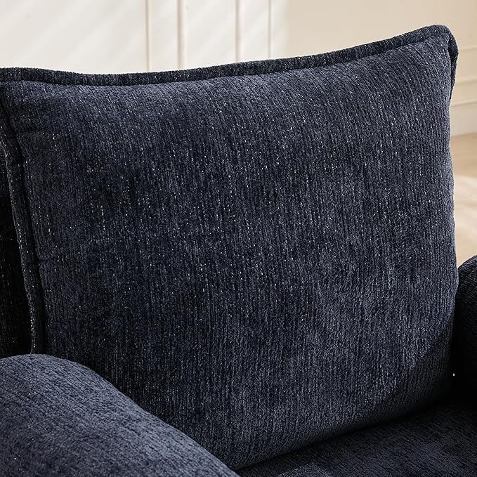 YITAI Modern Fabric Accent Chair with Adjustable Backrest for Living Room Comfy Reclining Chair for Lounge for Reading Upholstered Chair with Metal Legs1PC(Dark Blue)