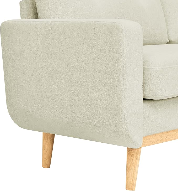 67 Gray Loveseat Sofa Mid Century Modern Love Seat Sofas and Comfy Corduroy Couches for Living Room Button Tufted Small Cloud Couch for Bedroom Office Apartment Small Space Easy Assembly (Cream)