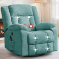 Rocker Recliner Glider Recliner Chairs for Adults 360° Swivel Rocking Chair with Massage and Heating Nursery Chair with Storage and USB Charging for Living Room Bedroom Nursery