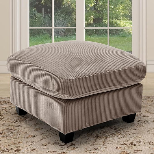 Corduroy Sofa Set Upholstered Ottoman Footrest Modern Living Room Furniture SetsBrown