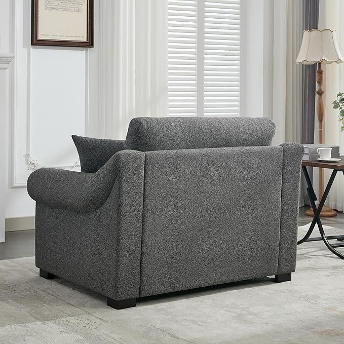 Modern Chenille Oversized Armchair 44.5 Wide Accent Chair Luxurious Chenille Fabric Single Sofa Chair with Pillows and Wide Armrests Living Room Apartment Offices (Grey-44.5'')