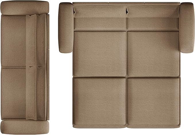 KEIKI 93 King Size Sleeper Sofa Bed 3 in 1 Convertible Sleeper Sofa Pull Out Sofa Bed 3 Seat Teddy Couch with 2 Lumbar Pillows for Living Room Apartment Office Studies Camel