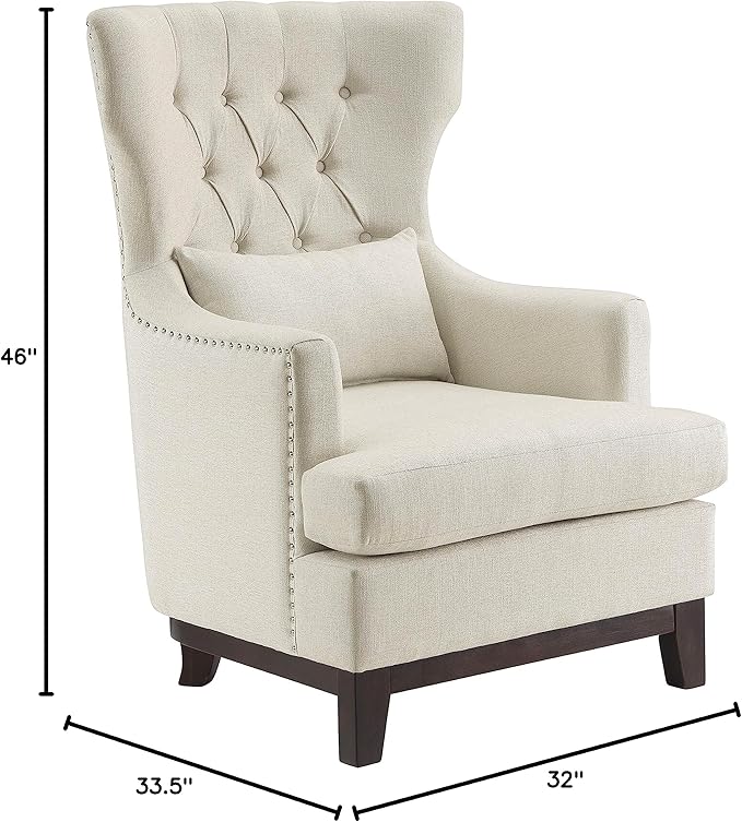 Lexicon Aurora 32 W Tufted Fabric Accent Chair Beige