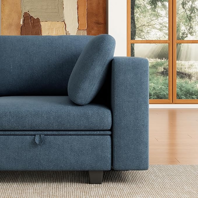 Modular Sectional Sofa Oversized U Shaped Sectional Couch with Storage Ottoman Modular Couch with Large Deep Seat Comfy Convertible Sectional Couches for Living Room and Apartment Navy Blue
