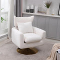 JOSHEN 360 Swivel Accent Chair IndoorModern Linen ArmchairComfortable Upholstered Lounge Chair with Metal Base for Living RoomApartmentOfficeWhite