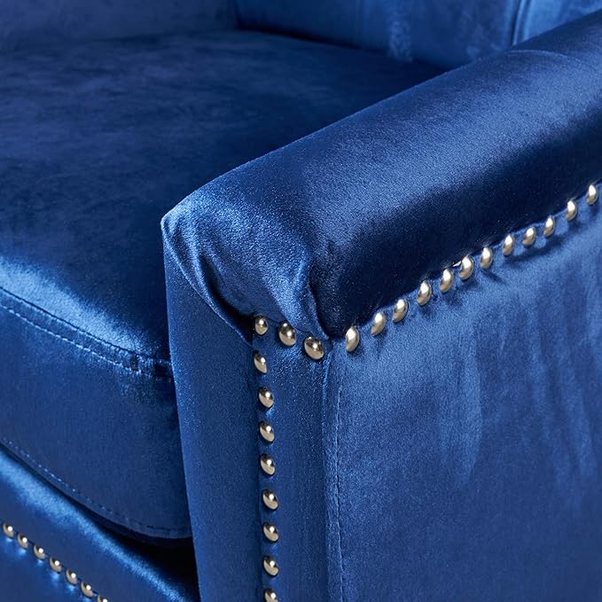 Christopher Knight Home Jaclyn Velvet Tufted Club Chair Navy Blue / Natural