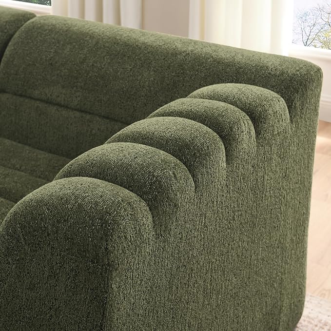 KEIKI 135 U-Shaped Chenille Modular Sectional Sofa with Chaise &amp 1 Ottoman &amp Wave-Shaped Armrest Modern Boneless 5-Seater Couch with Memory Foam Cushion No Assembly Required for Living Roo