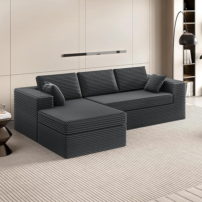 Extra Firm 108” Cloud Boneless Couches for Living RoomModular Sectional Cloud Couch with Deep Seat High-Resilience Foam/Sag-Resistant/Keeps its Form No Assembly Required(Left-Facing Chaise) | Exten