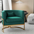 Alunaune Modern Living Room Chair Velvet Barrel Accent Chairs Armchair Upholstered Lounge Chair Mid Century Tub Bucket Club Side Chair Sofa for Bedroom-Green