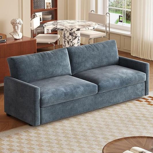 70.07 Blue Loveseat Sofa Upholstered Deep Seat Sofa for Small Spaces 2-Seater Couch Soft Polyester Blue Velvet Breathable &amp Easy to Clean