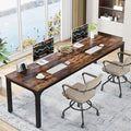 Tribesigns 78.7 Inches Extra Long Computer Desk 2 Person Desk Double Long Desk Workstaion for Home Office Brown+Black
