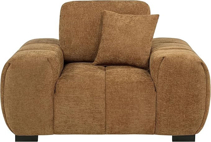 Coaster Home Furnishings - Octavia - Fabric Upholstered Track Arm Accent Chair with Curved Shape Tufted Waterfall Seat and Reversible Back Cushion - Living Room - Amber - 509343