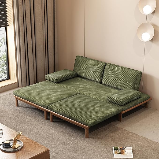 Lartis 78.7 Sofa Bed Sleeper Pull Out Couch Modern Couch Convertible Modern Futon for Living Room/Apartment/Bedroom Modular Design SofaFull Solid Wood Frame
