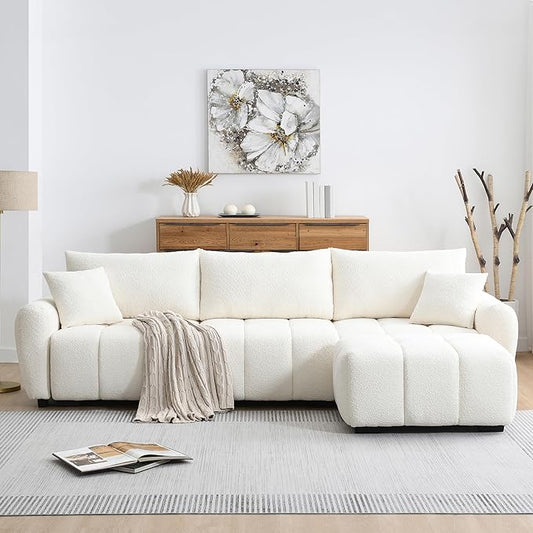 Oversized Modular Sectional SofaGifts for Women MenL Shaped Sectional Couches for Apartment110 inch 4 Seat Modular Couch with Movable OttomanBoucleCream