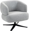 LIFE SKY Rotating Accent Chair: Ergonomic Cuddle Design with 360 Swivel for Home Office &amp Living Room - Natural Linen Fabric Compact Armchair for Adults &amp Small Spaces
