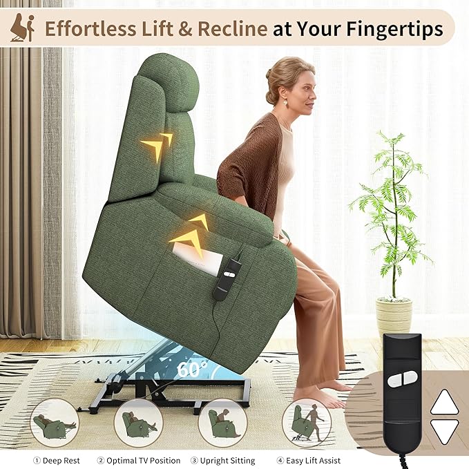 Power Lift Recliner Chair for Elderly with Remote Control - Heavy Duty 330 lbs Snowflake Velvet Fabric Compact Electric Lift Chair for Seniors Small Spaces Living Room Bedroom