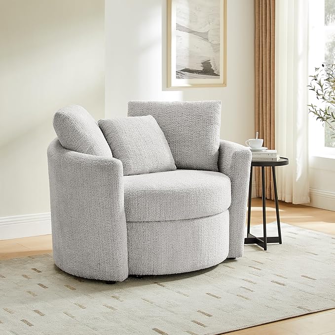 Studio Living® Beckett 48 Storage Chair Modern Farmhouse Pocket Coil Comfort Easy Assembly Chenille Fabric Ivory
