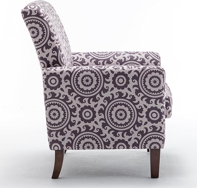 Contemporary Accent Arm Chair with Birch Wood Frame and Velvet Upholstery Armchair for Office and Living Room Decor Removable Cushions 02 Printed Fabric