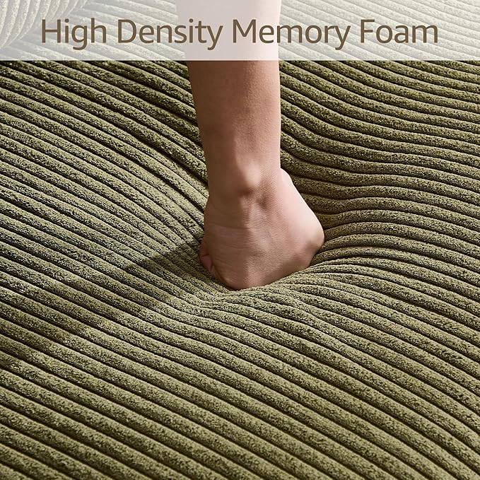 Modern Corduroy Sofa 88.5 inch Wide Living Room Couch with Wide Arms 3-Seater Living Room Couch with Throw Pillows Olive Green