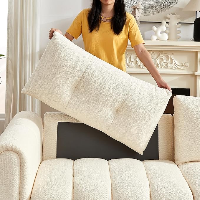 91.5” Couches for Living Room 3 Seater Loveseat Sofa Couch Oversized Upholstered Deep Seat Couch for BedroomApartment (Beige 91.5)