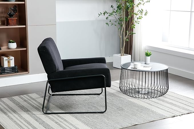 Accent Chair - Modern Industrial Slant Armchair with Metal Frame - Premium High Density Soft Single Chair for Living Room Bedroom
