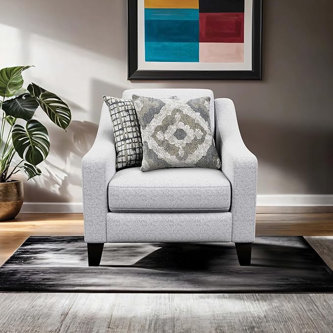 Furniture of America Synter Transitional Polyester 40.5-inch Chair with Sloped Track Arms Loose Back Pillows Reversible Seats for Living Room Off-White
