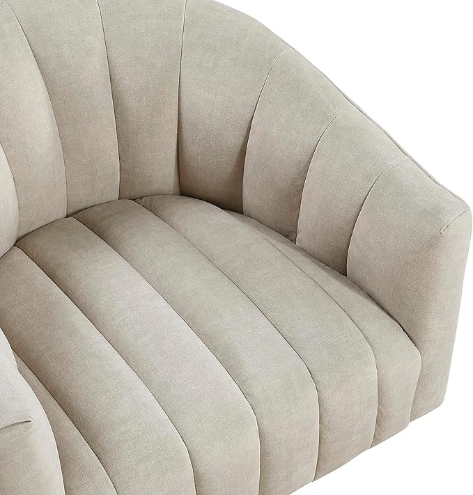 Lexicon Modern Swivel Accent Chair Velvet Fabric Upholstered Swivel Lounge Chair with Rounded Base and Channel Stitching for Living Room/Bedroom/Office Easy Assembly Taupe