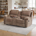 Betsy Furniture Modern Fabric Recliner Sofa Set Couch Loveseat w/Console Recliner 8093 (Khaki Loveseat)