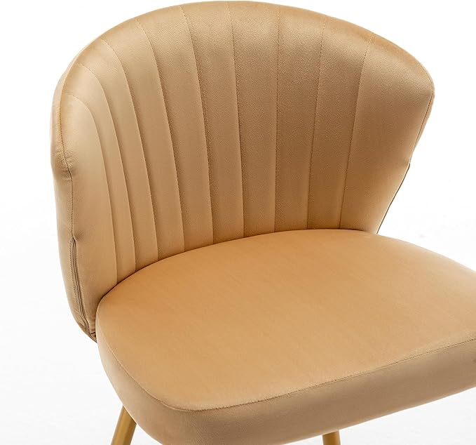 Modern Velvet Accent Chair for Living Room Bedroom Entryway or Small Spaces with Channel-Tufted Design Comfortable and Trendy Armless Seat Light Brown
