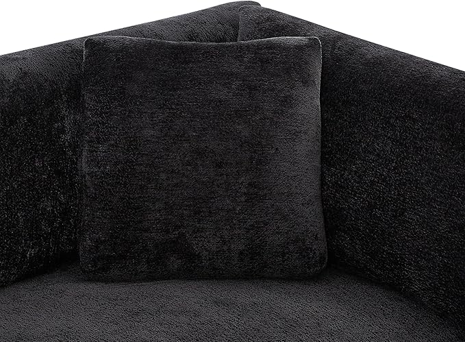 Christopher Knight Home Masie Chenille Upholstered 3 Seater Sofa Couch Wooden Home Sofa Living Room Comfy Cloud Couch for Bedroom Home Office Black
