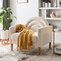 Accent Chair Reading Chair with Armrest Small Comfy Chair for Small Spaces Modern Linen Upholstered Armchair for Bedroom &amp Living Room Single Sofa Chair with Wood Legs Easy Assembly (Cream)