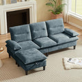 86'' Chenille Sofa with Storage Ottoman Modern Living Room Sofa with Removable Washable Cushion 3 Seater Comfy Couch for Apartment Bedroom Office (Dark Grey)