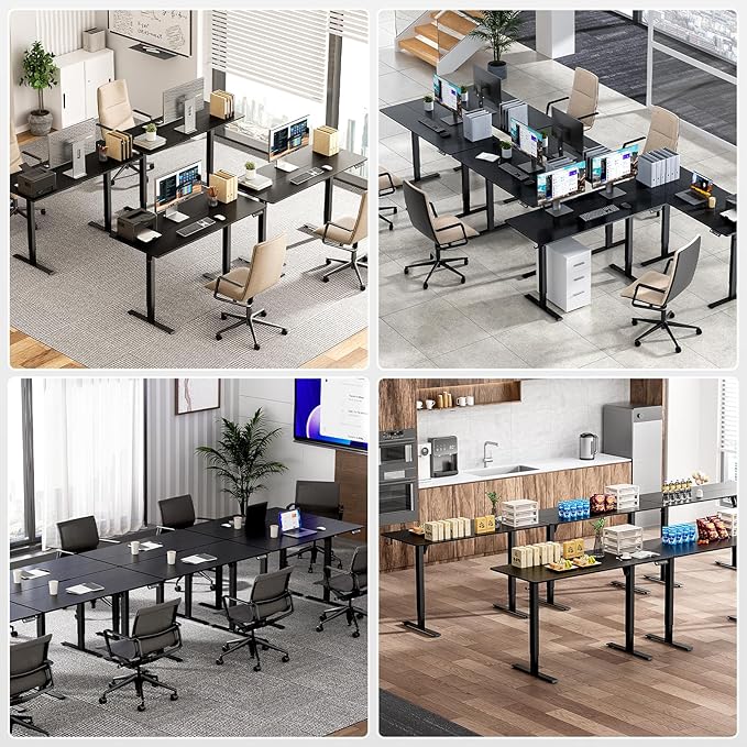 Electric Standing Desk Height Adjustable Desk 63 inch 4 Memory Height Ergonomic Sit Stand up Desk for Home Office Black 2 Split Boards