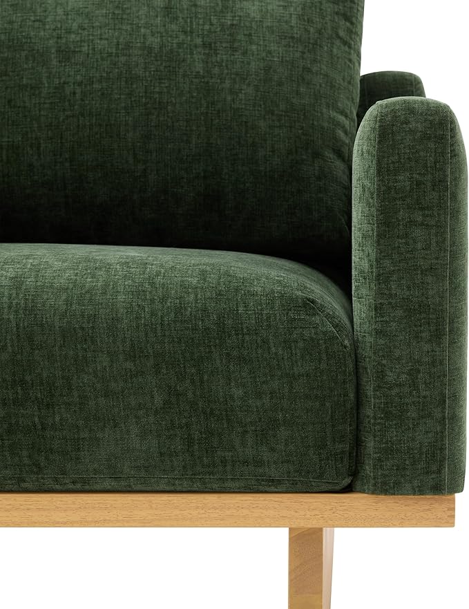 Christopher Knight Home Modern Minimalist Accent Chair with Solid Wood Frame Soft Cushions Spacious Seat Living Room Bedroom Reading Chair Green