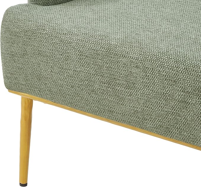 Christopher Knight Home Justin Modern Accent Chair with Metal Legs Chenille Upholstered Lounge Chair Indoor Curved Backrest Armchair Soft Cushion Seating for Living Room Reading Home Green